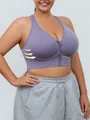 Purple front zipper wireless sports bra for high impact yoga and fitness training - S (40-50kg) / Tops / Purple