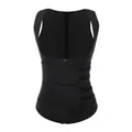 Gilet da donna nero per allenamento vita con zip e doppia cintura in velcro regolabile. - Taglia S / Top / Doppie Cinture Cerniera / Nero