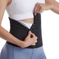 Ceinture de sudation noire pour femmes avec crochets et doublure thermique argentée pour sport - 4XL/5XL / Style à 3 Rangées de Crochets Revêtu d'Argent