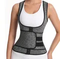 Gilet sauna grigio da donna con cintura regolabile per allenamento fitness e sport - Taglia S / Top / Cintura singola a 3 file di gancetti / Grigio lino