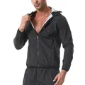 Combinaison de sauna noire pour homme avec doublure argentée pour entraînement fitness - S / Haut (Veste à capuche homme)