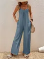 Tuta blu con scollo a V e spalline sottili in uno stile da resort rilassato - Blu scuro