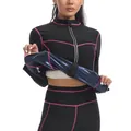 Costume de sauna noir pour femme avec coutures roses et doublure thermique bleue - S / Hauts / Noir Avec Coutures Rose Rouge