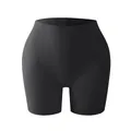 Seamless high-waisted hip enhancer padded panties for tummy control and lifting - S / Black