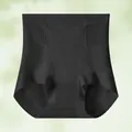 Black high-waist tummy control shaper panties with elegant floral lace front panel - M / Black