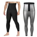 Pantalon de sauna taille haute pour hommes avec crochets de contrôle du ventre pour le sport - S/M / Bas / Noir (Doublure Argentée)