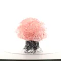 Close-up of pink and black natural crystal crushed stone tree ornament for desktop decor - 5cm*4.2cm / Watermelon red