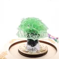 Detailed view of a green crystal resin tree on a decorative wooden base for home decor - 5cm*4.2cm / Emerald Glaze