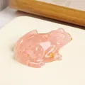 Pink crystal resin frog figurine with gold flakes, handmade gemstone animal ornament. - Rose Quartz / 6.5x5.5cm With Box