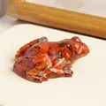 Handmade red jasper stone resin frog figurine with gold foil flakes for home decor - Red Jasper / 6.5x5.5cm With Box