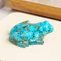 Decoración de rana en resina y grava de turquesa con detalles de pan de oro elegantes - Turquesa / 6.5x5.5cm Con Caja