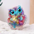 Colorful resin owl figurine handcrafted with natural crystal chips for home decor - Multicolor Shell Owl / Approx 5x6cm