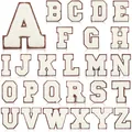 Complete set of 26 chenille alphabet letter patches A-Z in white and brown border - Coffee Base Milk White (Set of 26)