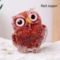 Natural red jasper crushed stone owl figurine handcrafted with resin for home decor - Red Jasper Owl / Approx 5x6cm