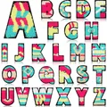 7cm chenille alphabet letter patches featuring colorful camouflage pattern embroidery set - Set of 26 / Artistic Pattern