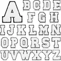 Set of 26 white chenille alphabet patches with black borders for clothing DIY decor - Set of 26 / White