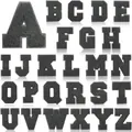 Set of 26 black chenille alphabet letter patches for DIY embroidery decoration 7cm - Black Base Black (Set of 26)