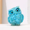Blue crushed crystal resin owl figurine for home decor and office table ornament - Blue Turquoise Owl / Approx 5x6cm