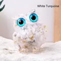 Handcrafted white howlite crystal stone resin owl figurine for home office desk decor - White Turquoise Owl / Approx 5x6cm