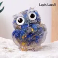Handcrafted lapis lazuli natural crystal gravel resin owl figurine for home desk decor - Lapis Lazuli Owl / Approx 5x6cm