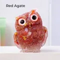 Decorative red agate crystal owl figurine made of resin drip glue with gold leaf accents - Red Agate Owl / Approx 5x6cm