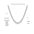 Detail view of 925 sterling silver moissanite necklace showing stone sizes and length - 42 cm / 12.64ct Moissanite Style (N3-0044) / With GRA Certificate / White Gold