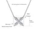 Detailed dimensions of marquise-cut moissanite flower necklace in 925 silver - Necklace (1.2ct)