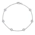 Elegant S925 sterling silver bubble necklace featuring 4.0mm round Moissanite stones - Bracelet / 20cm (0.3ct*6)