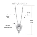 Detailed close-up showing dimensions of pear-shaped moissanite pendant in 925 silver - 925 Silver / 1.5 Carat Moissanite