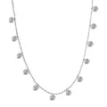 Sparkling silver bead chain necklace with dangling moissanite stones on white background - Starry Sky Clavicle Chain / 0.5 Carat * 12 Pieces / White Gold