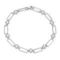 Elegant sterling silver paperclip link bracelet with 4.5mm D color Moissanite stones - Approx 18cm / Bracelet / White Gold