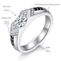 Vista dettagliata di un anello in argento sterling 925 con moissanite taglio marquise - Taglia US 5 / Contrasto Bianco E Nero Marquise (1+0.26ct)