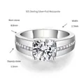 Dimensiones del anillo de hombre de moissanita de 2 quilates plata 925 - Talla US 5 / Anillo de Hombre Minimalista Moissanita 2ct (R3-0356)