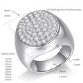 Bague hip-hop pour hommes en argent S925 avec diamants moissanite et annotations - Taille US 7 / Or blanc
