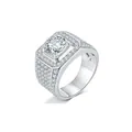 Luxuriöser 5-Karat-Moissanit-Ring aus S925 Sterlingsilber für Herren mit Pavé - Größe 26 / Luxuriöser Eingelegter Stil / 3 ct