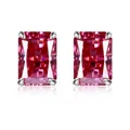 Vista dettagliata degli orecchini a lobo in moissanite rosa da 1 carato in argento 925 - 5*7mm (Un Carato*2) / Rosa