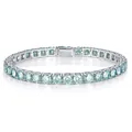 925 silver tennis bracelet with blue-green moissanite stones in four-prong setting - 15cm / 4mm