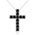 Hip-Hop-Halskette mit Kreuzanhänger und schwarzen 5,5 mm Moissanit-Steinen im Prinzess-Schliff. - 1ct*11 Schwarzer Moissanit / 45cm Kette (Mit GRA Geschenkbox)
