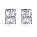 Orecchini a lobo in argento 925 con moissanite taglio radiant elegante e raffinata - 5*7mm (Un Carato*2) / Bianco