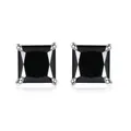 Elegantes pendientes de plata 925 con moissanita negra de corte princesa para mujer - 5x5mm (1ct x 2) / Negro