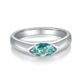 Unisex 1ct marquise cut blue moissanite ring crafted in solid 925 sterling silver band - US Size 5 / Marquise Moissanite Ring (R3-0135) / Cyan