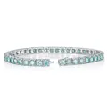 Silver tennis bracelet with 50pt light blue moissanite stones in four-prong settings. - 15cm / 5mm