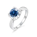 Anello di fidanzamento classico in argento S925 con solitario in pietra blu da 1 carato - Taglia 18 (US 8) / Blu zaffiro
