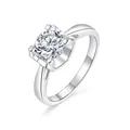 Elegante anello di fidanzamento classico in argento S925 con moissanite da 1ct - Bianco