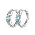 Elegantes pendientes de aro de plata S925 con moissanita de corte marquesa azul-verde - Azul Claro
