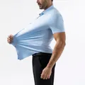 Light blue high stretch men's polo shirt with 15% spandex and seamless design - 40/XS / Tops / Light Blue