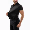 High-stretch black seamless men's shirt with 15% spandex for ultimate comfort - 40/XS / Tops / Black