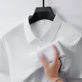Men's premium white ice silk polo shirt featuring moisture-wicking and elastic fabric - 3XL / Top (889 Style) / White