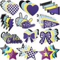 Colorful game day embroidery patches set featuring cheer stars and bow designs - Large Set (X26LB-530-YT) / 48-Pack / Multicolor Set