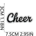 Embroidered Cheer patch for DIY clothes, size 7.5x3cm, black and white iron-on sticker - Cheer Letters (X26LB-08-02) / 1 Piece / Black and White